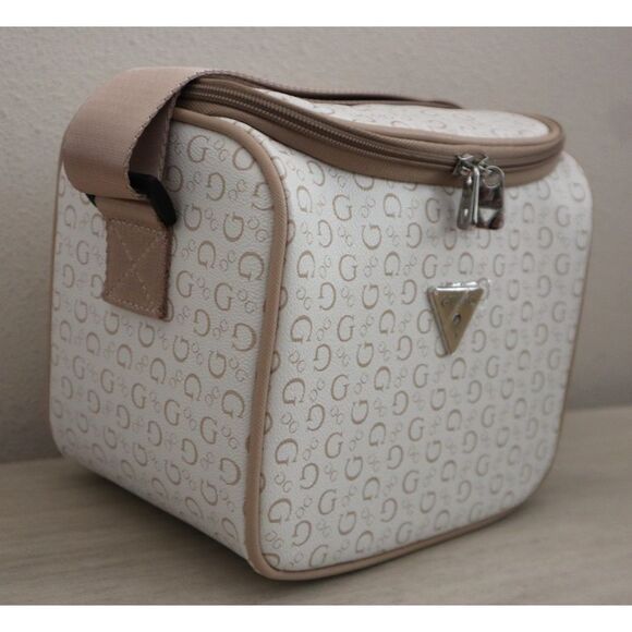 GUESS V7200069 White/Taupe Junction Travel Zip Around Lunch Box w/Carrying Strap - Picture 3 of 14